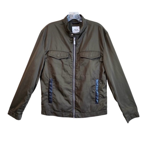 Zara Other - Zara Men's Military-Style Olive Green Zip Jacket